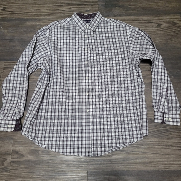 Men's Plaid Button-Down Shirt Roundtree & Yorke Dress XL - Picture 1 of 3